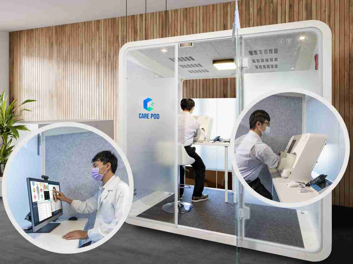 达擎于医疗科技展中展出＂远距诊疗舱＂，，，以因应医疗数字化及社会高龄化趋势下、、复诊及慢性病患等族群对于远距看诊需求逐渐升高所推出的创新整合方案。。。多功能合一、、、、高隐私性的远距诊疗舱可根据病患端与医师端的不同需求，，，提供弹性化及客制化功能，，，，节省医生和病患的精力及时间